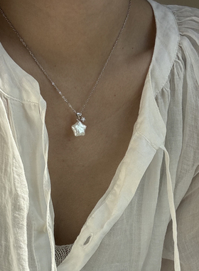 猫蛰S925银天然异形星星珍珠项链