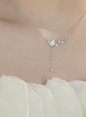 S925纯银白贝蝴蝶项链