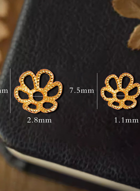 强保色古法沙金花托手链隔珠手串珠花帽垫项链隔片diy配件