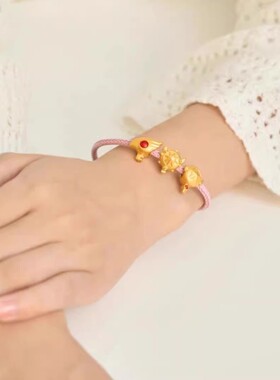 沙金保色魔卡少女小樱小可转运珠黄金色轻奢爆款串珠女送礼手链