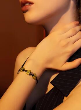 臻玉2025新款独白麻将胡黄金转运珠沙金把把胡小串珠手绳配件女生