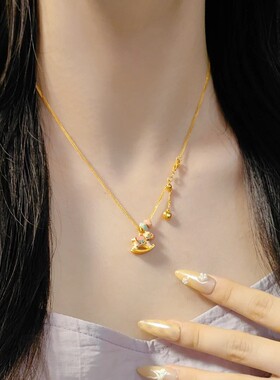 沙金摇摇木马吊坠马卡龙彩色小跑环项链配饰微镶仿钻石童趣