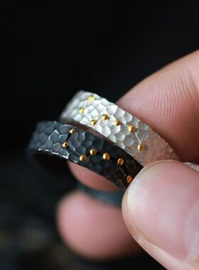 归真居镀白金北斗七星戒指护身符高级感男女个性指环银色情侣对戒