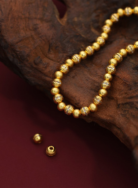 金店同款传承国韵守护莲转手串转运珠保色古法沙金镶钻通孔女配件