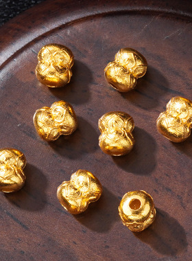 沙金并蒂莲花生隔珠串珠文玩手串手链配饰DIY配件材料饰品