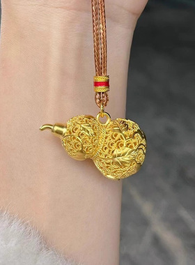 复古沙金镂空花丝爬藤葫芦吊坠项链新中式国潮锁骨链送女友高级感