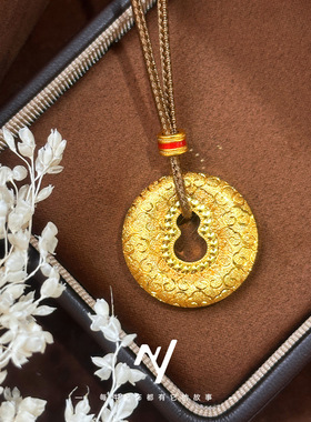 2026金店款戗刻柔光cnc钉砂祥云葫芦平安扣吊坠长款女毛衣链