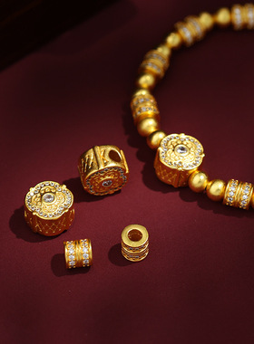 保色沙金人生四美手链双排钻桶珠手链手串珠车轮珠路路通DIY配件