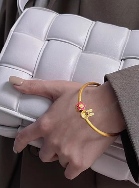 沙金祥瑞祝福招财元宝有钱花手链diy串珠财神爷转运珠饰品