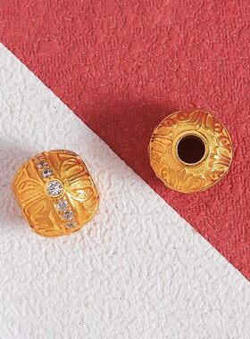 沙金点钻老型珠隔珠串珠转运珠仿黄金色文玩手串手链配件diy饰品