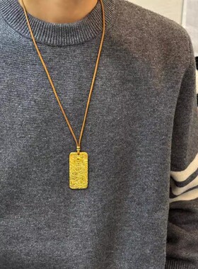 铜合金吊坠 黄色坠子女生古法摆件飞龙牌生肖吊坠挂坠配绳女送礼