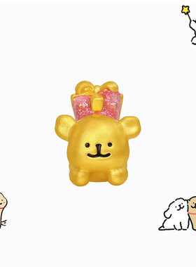 保色线条小狗转运珠沙金黄金色串珠吊坠镀24k金手链diy配件手绳