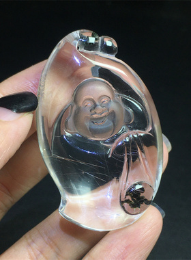 天然男女绿幽灵大肚佛原石吊坠