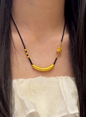 立体莲花福满贯弯管项链女编织绳