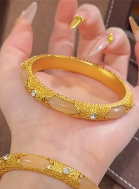 新中式宫廷风金玉良缘花丝手镯女