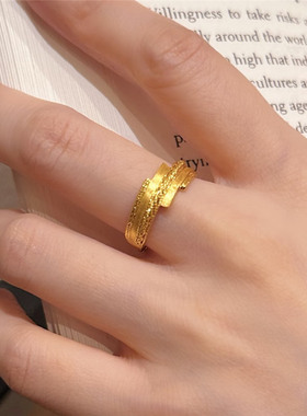 鎏金质感绒光跃金小克重戒指女