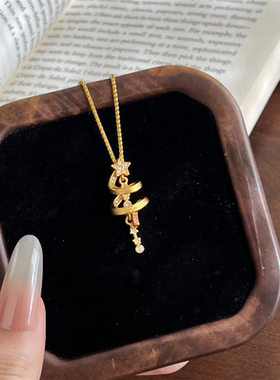 镶嵌亮钻星星圣诞树项链女