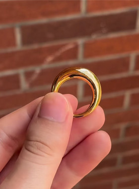 古法抛光亮面实心面包戒指女