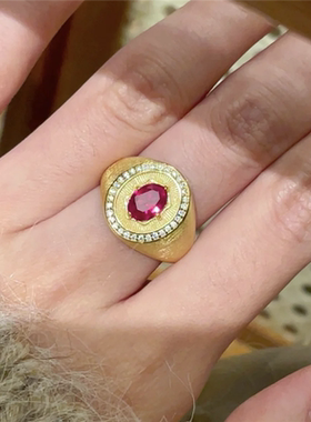仿红宝石鸽子蛋戒指中古vintage