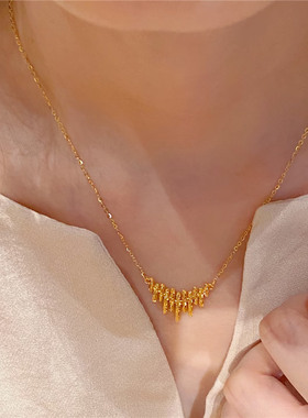 5G工艺爆闪碎冰冰律动音符项链女仿黄金色轻奢精美光影鎏金锁骨链