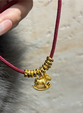 盘缠红色编织绳小马驹手链女