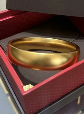 高货版古法传承纯手工宽面大轮胎手镯女黄金色实心泥鳅背镯子素圈