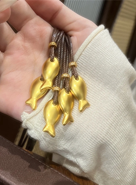 通体实心胖嘟嘟小黄鱼吊坠毛衣链