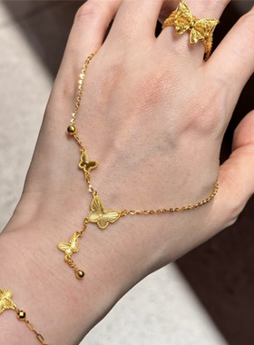 高货版~不掉色沙金999精美蝴蝶流苏项链女2025新款在逃公主锁骨链