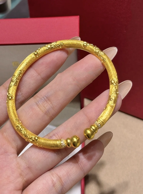 精致雕刻工艺开口双头葫芦手镯