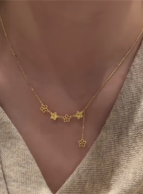 幸运五颗星星项链女金色