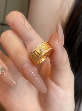 复古奢华拉丝镶嵌锆石葫芦戒指女