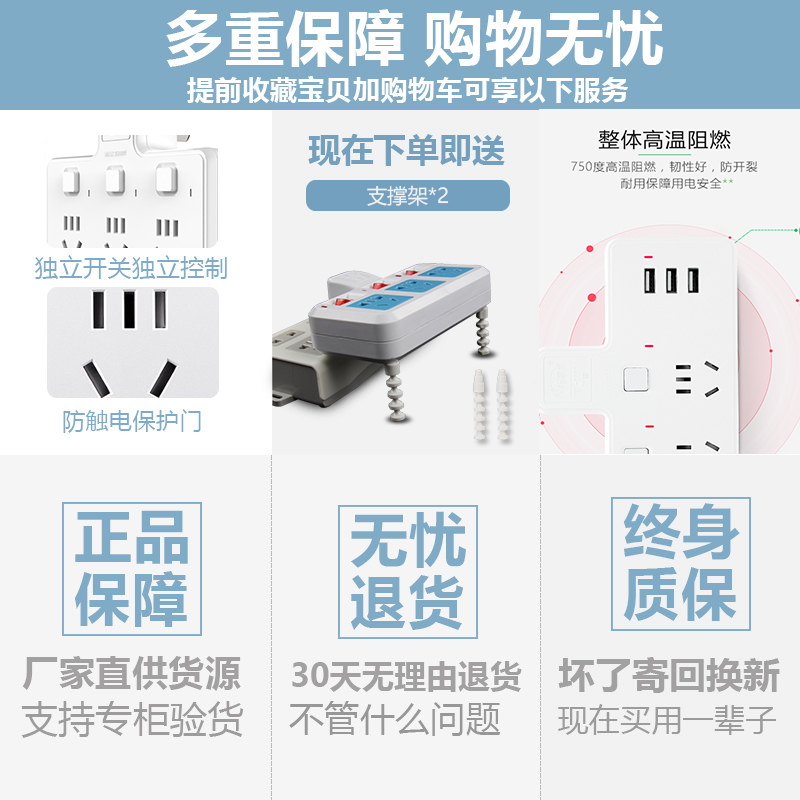 插座转换器多孔面板插板不带线插排无线一转二三多功能家用分插头 - 图1