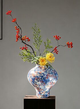 宋代美学陶瓷花瓶中古风复古禅意摆件侘寂法式酒店客厅高级感装饰