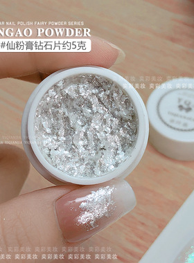 仙粉膏美甲新款流行粉色紫色极光粉云锦粉固态套装贝壳光粉6色