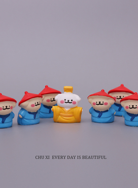 可爱迷你卡通皇帝狗狗侍卫小摆件