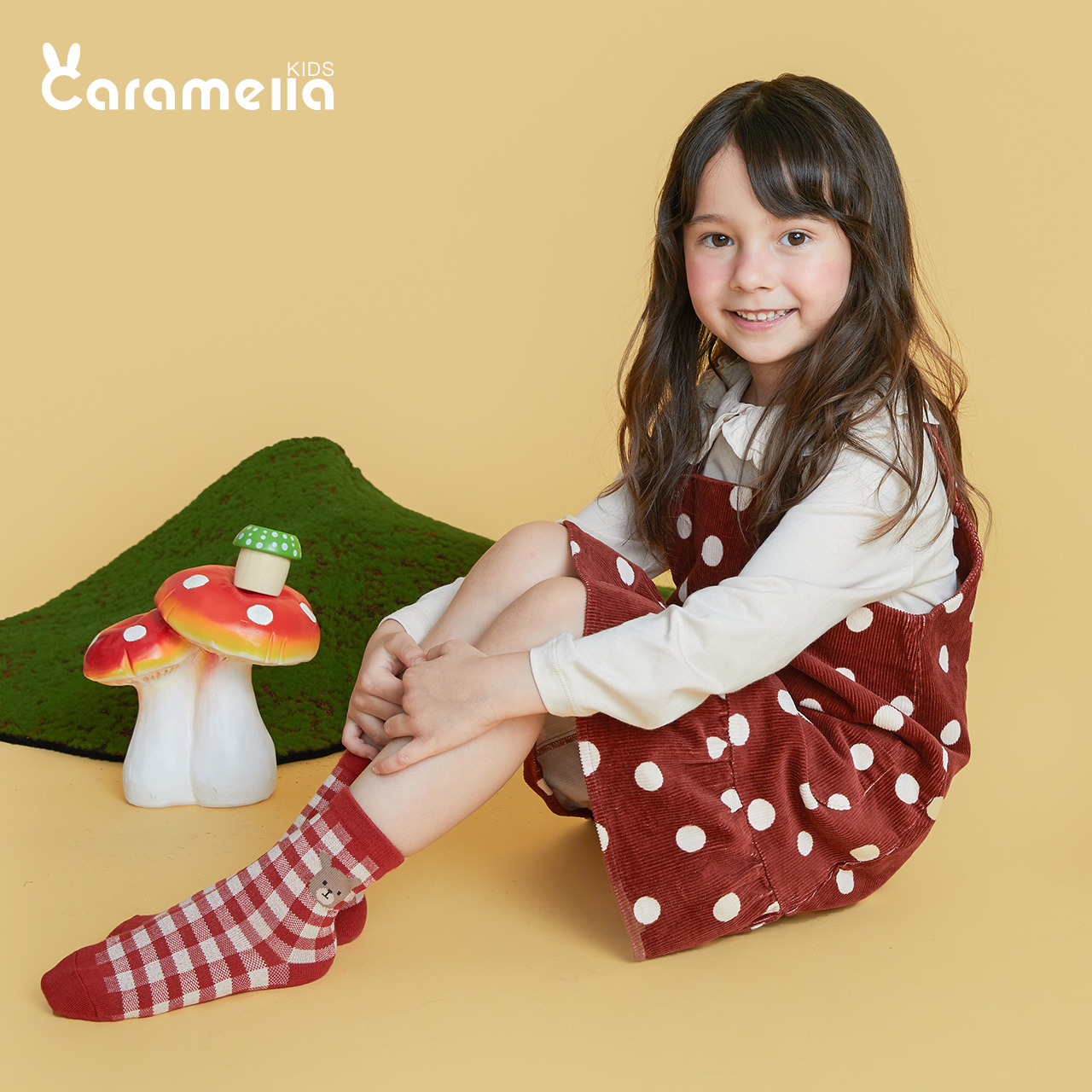 caramella服饰旗舰店caramella女童卡通袜子中长筒宝宝秋冬季婴儿童红色纯棉圣诞新年1