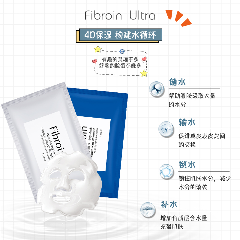 【10片】泰国Fibroin Ultra小F童颜面膜蚕丝保湿补水亮肤收缩毛孔 - 图1