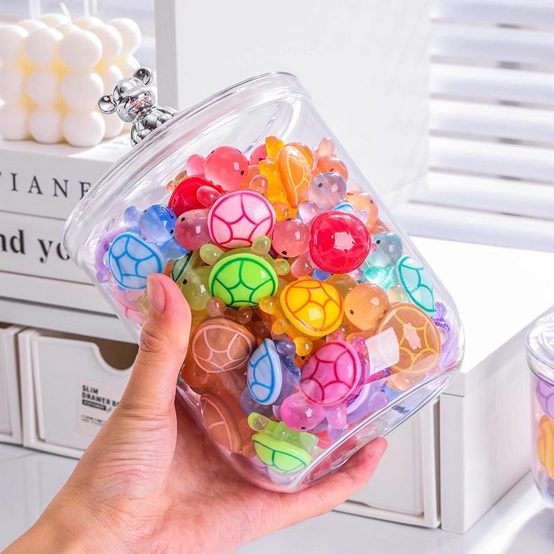 萌粒展示罐收纳公仔积木乌龟小玩具密封罐摆件透明展示架防尘盒子,淘宝优惠券,粉丝福利购,淘宝优惠卷