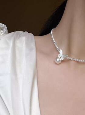 法式轻奢珍珠项链女小众锁骨链