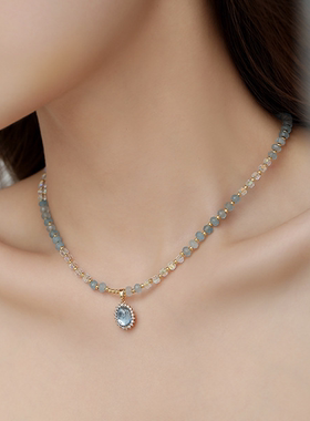 StarRiver原创小众设计ins清新海蓝项链2024新款轻奢串珠锁骨链