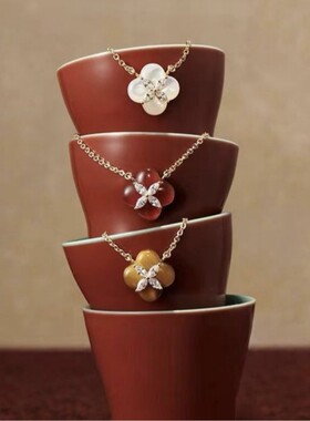 何家柿柿如意项链轻奢气质高级感吊坠时尚小众设计款镶钻锁骨链女