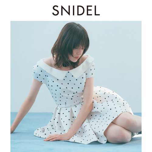 SNIDEL2026春夏新品气质赫本风翻领腰带收腰短款连衣裙SWFO261303 - 图0