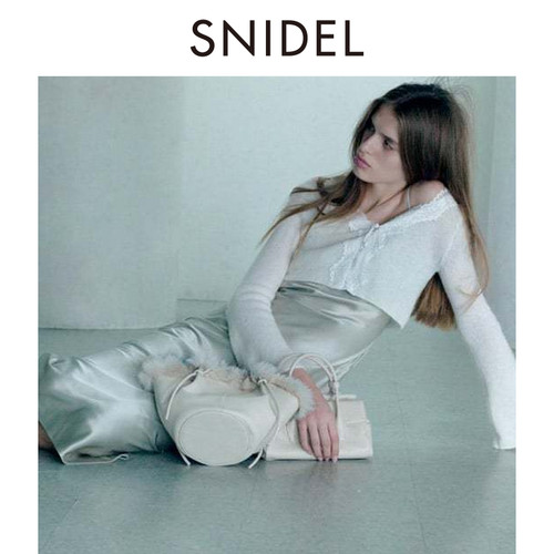 SNIDEL2025秋冬新品羊毛蕾丝领针织开衫缎面连衣裙套装SWNO255089 - 图1