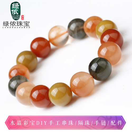 多宝水晶圆珠散珠彩幽灵聚宝盆兔毛晶发晶紫水晶铜钛晶绿发晶diy - 图2