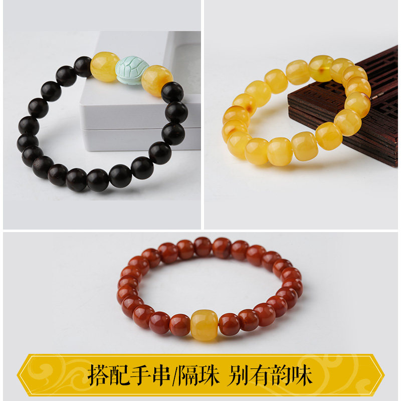 天然老型鸡油黄金绞蜜墩子配饰蜜蜡 绿侬珠宝其他