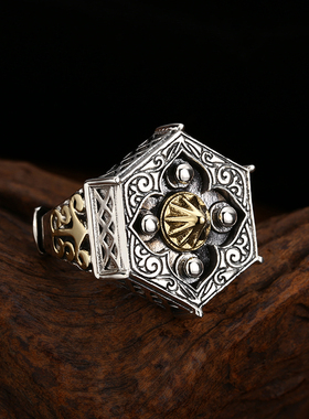 富贵鹿男士925纯银八卦戒指