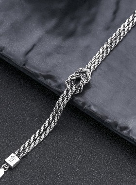 富贵鹿男士纯银复古做旧手链