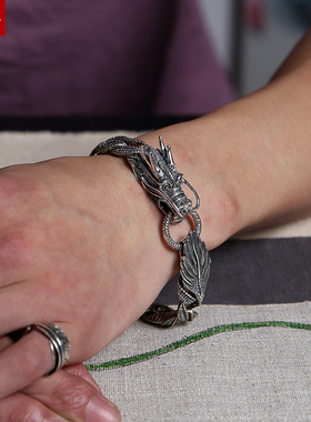 富贵鹿霸气风纯银复古夸张手饰品