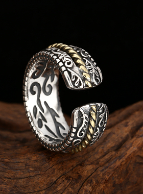 富贵鹿925纯银新款男士戒指