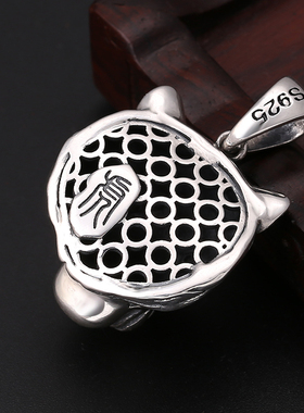 老虎头白虎吊坠富贵鹿纯银男